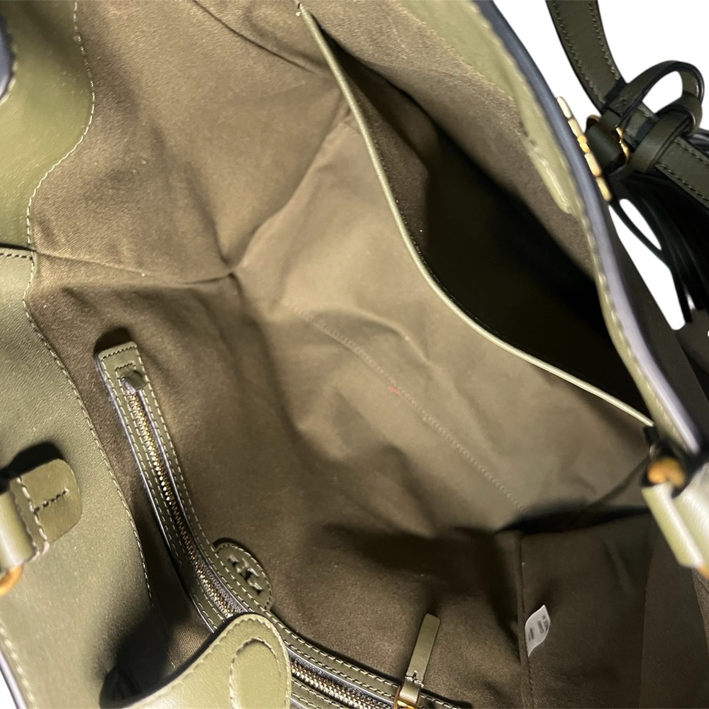 Tory Burch Olive Leather Tote - Picture 4 of 5